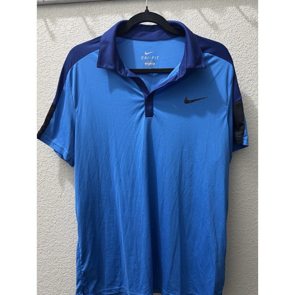 Nike Dri-Fit Mens Blue Short Sleeve Golf Polo Shirt Size Large